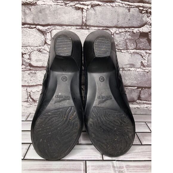 Dansko Black Leather Ankle Boots Block Heel Zip Heel Booties Women 38EU/7.5M US - Picture 7 of 16